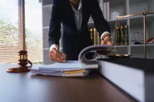 Atlanta workers compensation lawyer reviewing a warehouse injury claim at his law office