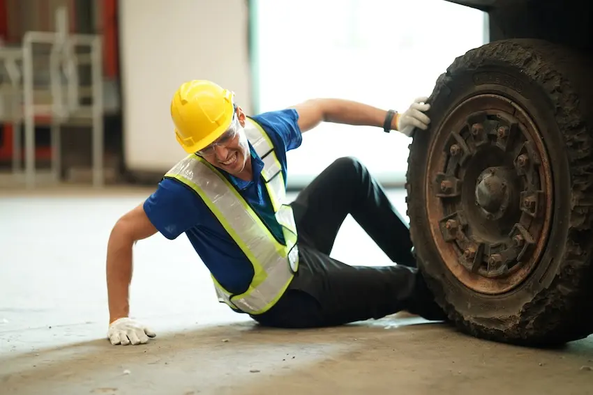 Injured construction worker on a North Fulton County jobsite needing workers' compensation representation in Alpharetta, GA