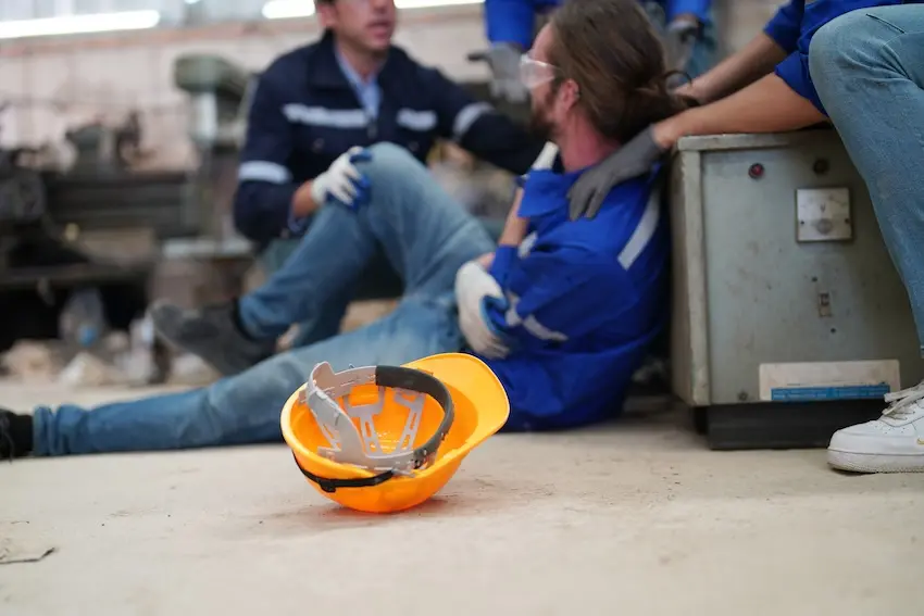 Injured Marietta construction worker on a Cobb County job site after a workplace accident seeking workers' compensation lawyer representation in Georgia
