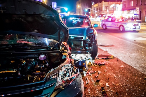 Police At Car Accident Scene