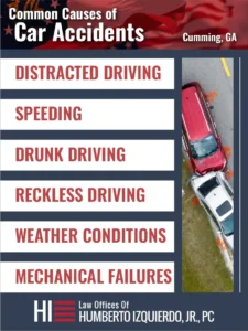 An inforgraphic of common causes of car accidents that car accident lawyers have seen.